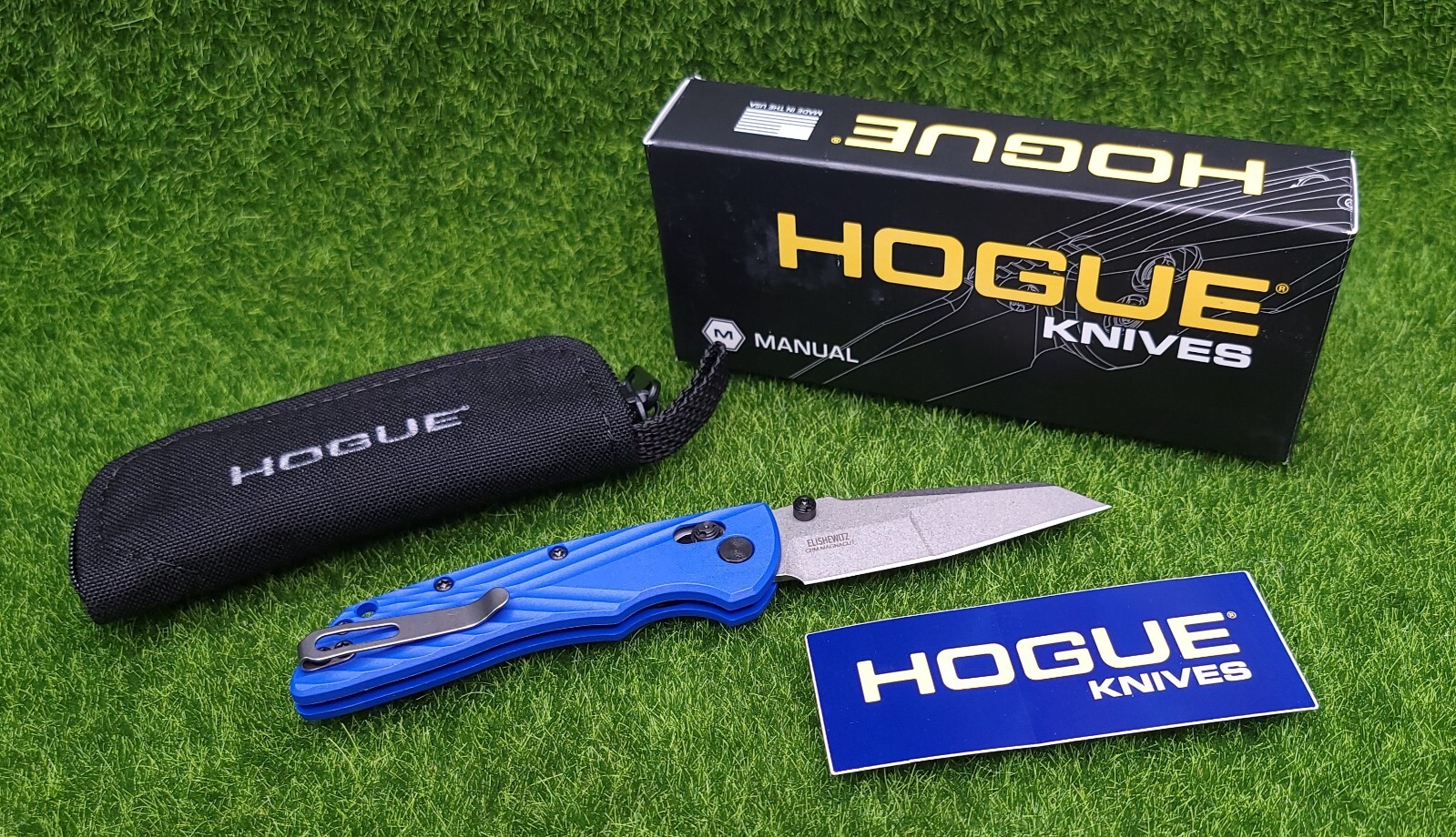 Hogue Deka Manual EDC Folder 3.25″ Wharncliffe Blade Tumbled Blue Frame – 24363