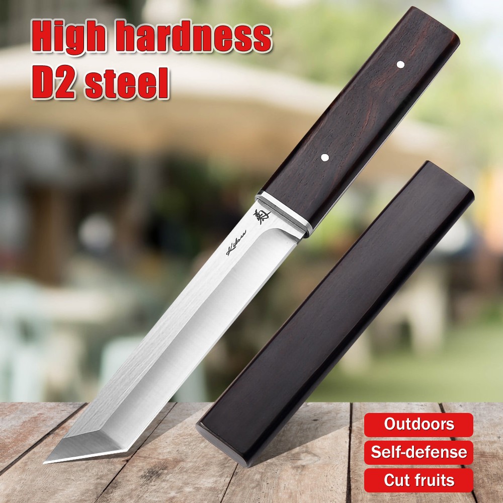 Hunting Knife Tactical Japanese Short Sword Katana Army D2 Steel Blade Sharp US