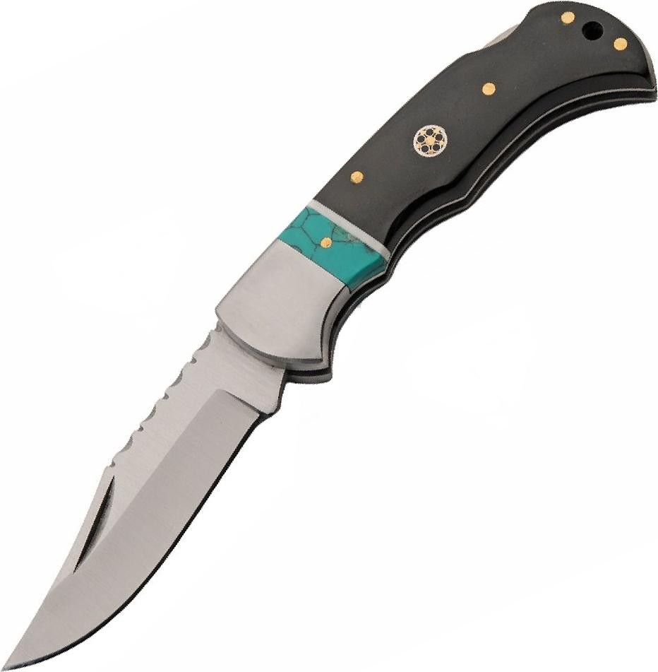 Pocket Knife | 2.75in Folding Blade Black HornTurquoise Handle Lockback