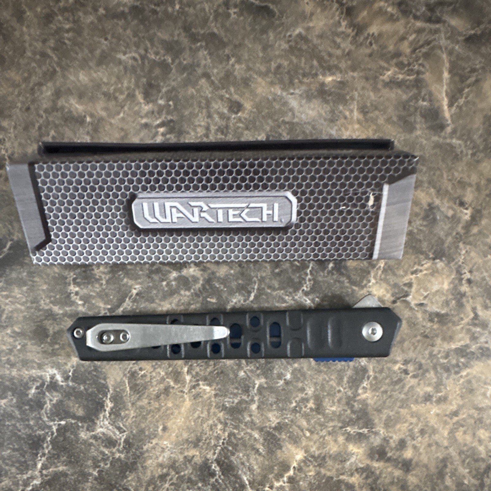 WarTech PWT454BL Folding Pocket Knife 3.5in Stainless Straight Edge Clip
