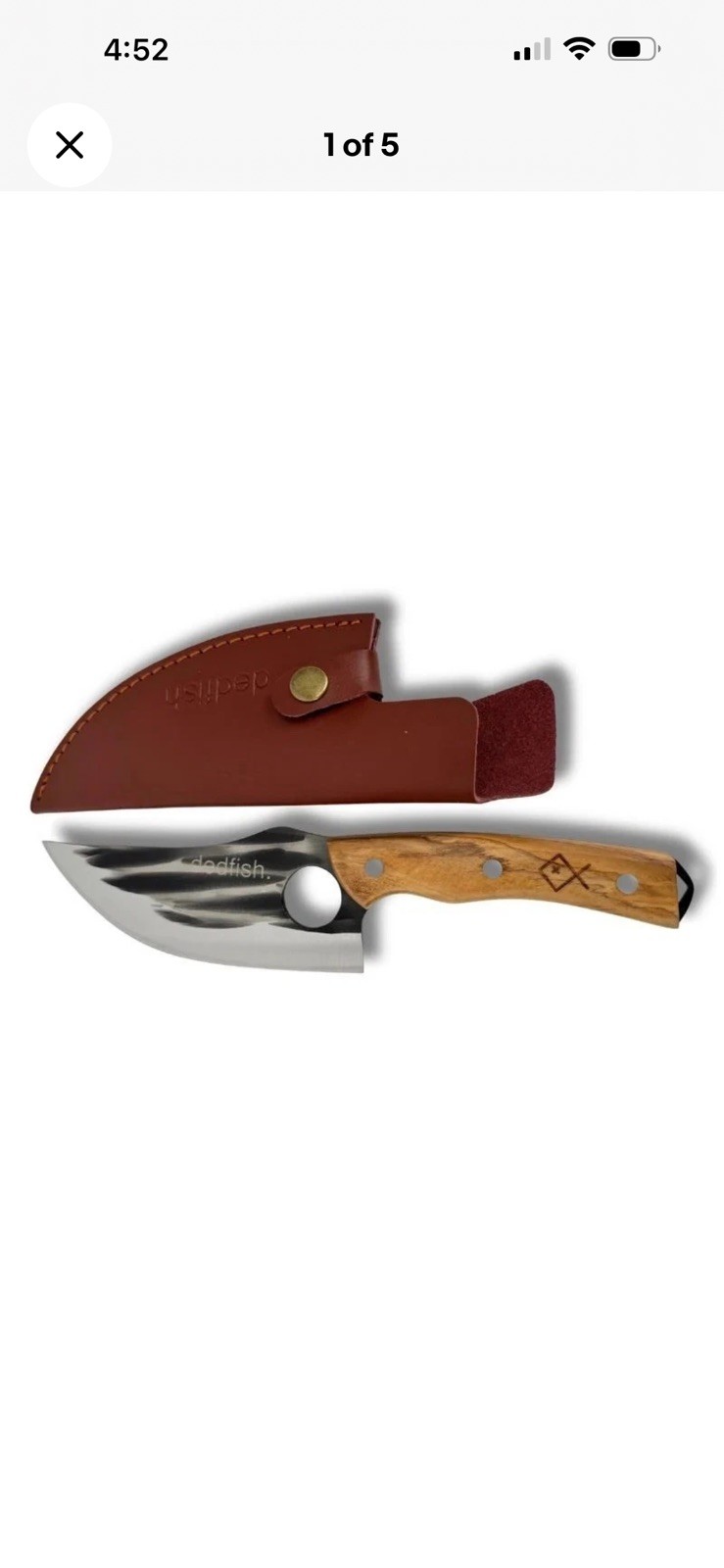 Dedfish Trail Chop 6in Hand Forged Camp Cleaver Knife Olive Wood Handle