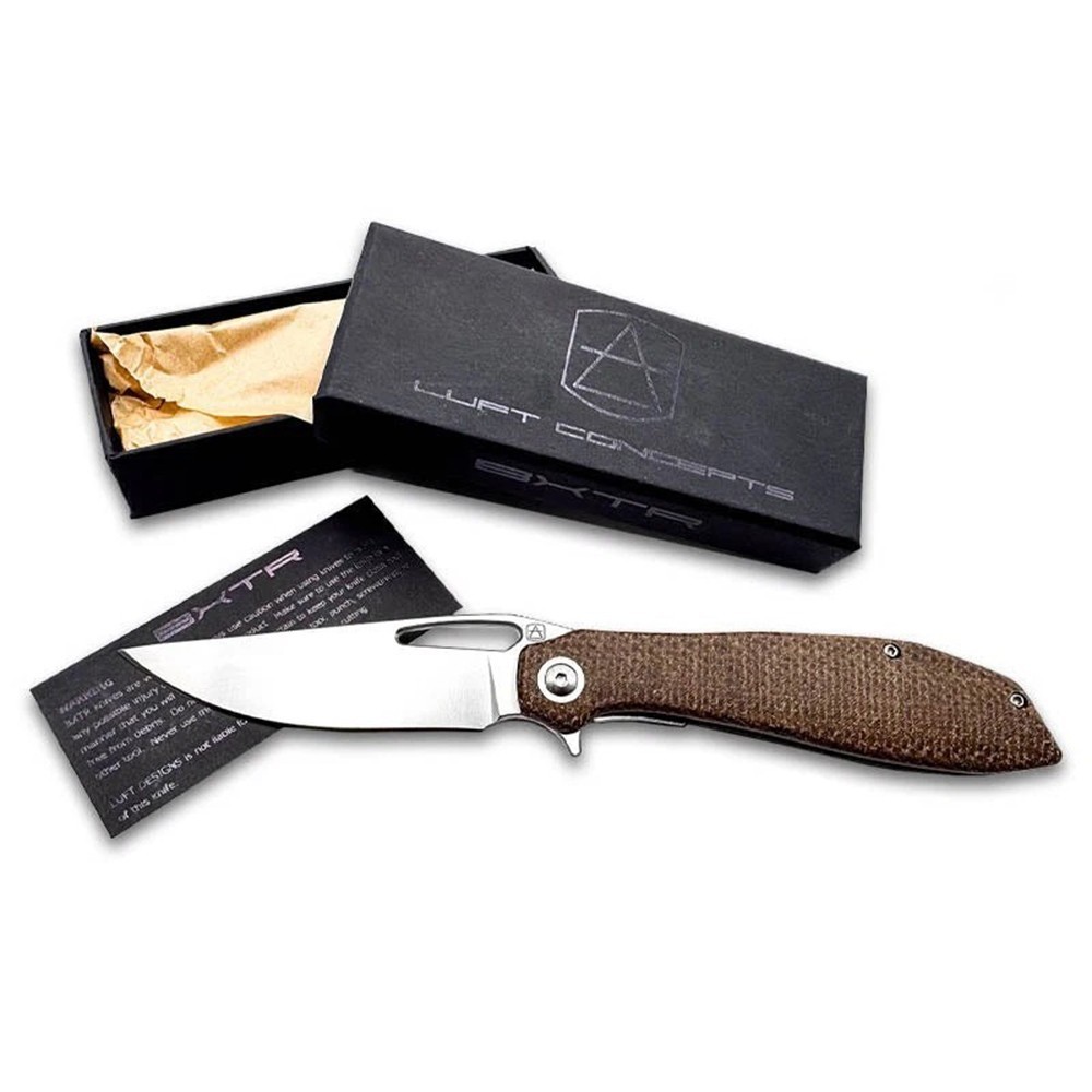 Luft Concepts BXTR 3.25″ D2 Steel Folding Pocket Knife w/ Canvas Micarta Handle