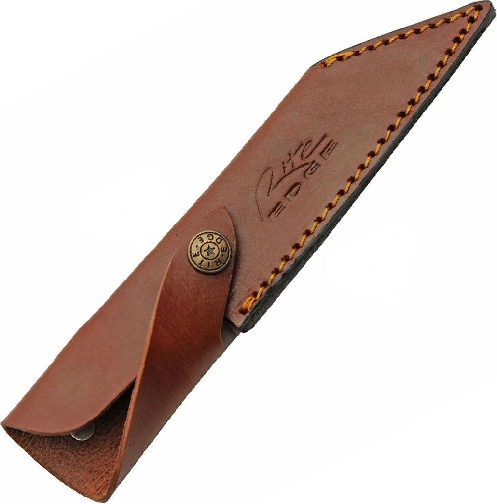 Seax Knife 4.5in Damascus Steel Blade Wood Handle Viking Saxon + Leather Sheath