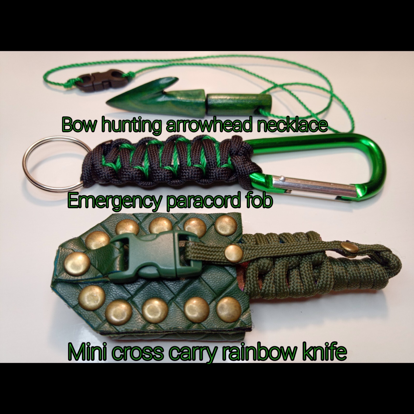 EDC Cross carry Japan Steel Knife Emergency Fire Starter/Fishing Fob Arrowhead