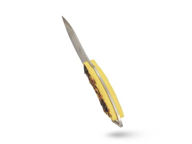 FIXED-BLADE HUNTING KNIFE | Silver Blade Faux Stag Handle Sharp Skinner