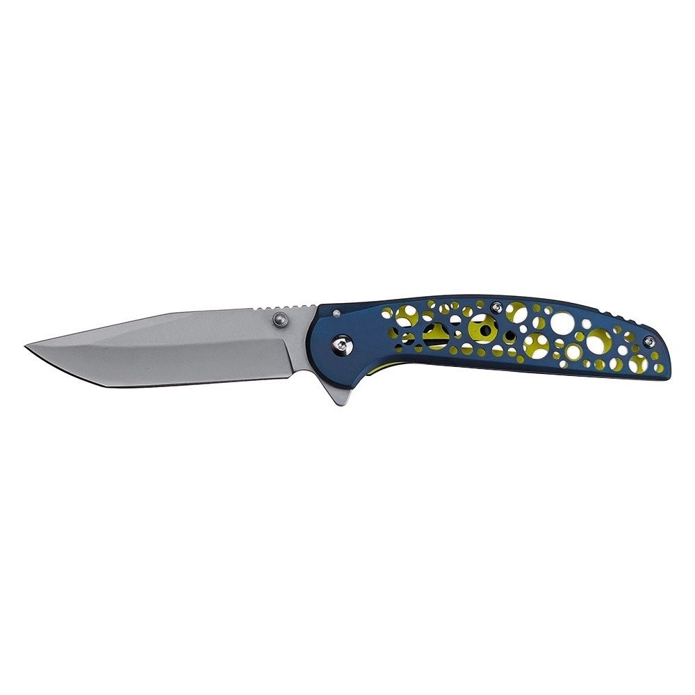 Mtech Framelock Blue/Yellow Stainless Handle 3Cr13 Steel Folding Knife MT-2015BL