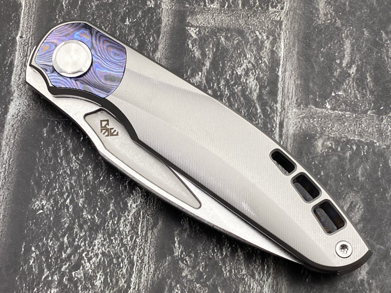 TwoSun TS341-Tima Folding Knife M390 Blade Titanium/Timascus Handle Pocket Knife