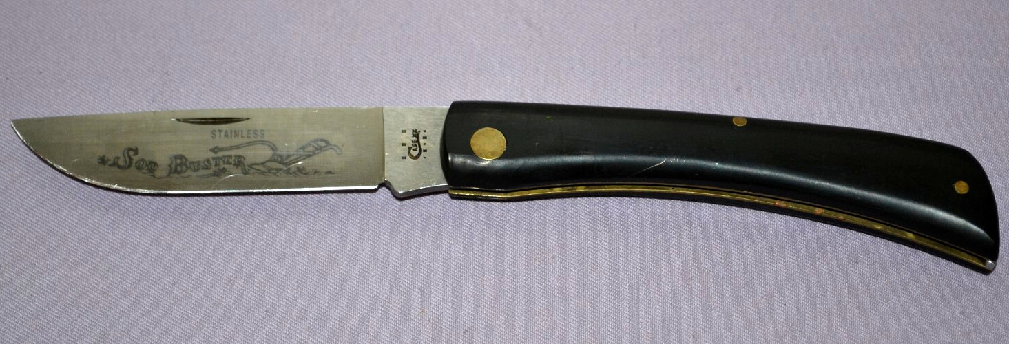 Case XX 2138 Sod Buster Stainless Steel Flat Blade Black Handle Folding Knife US