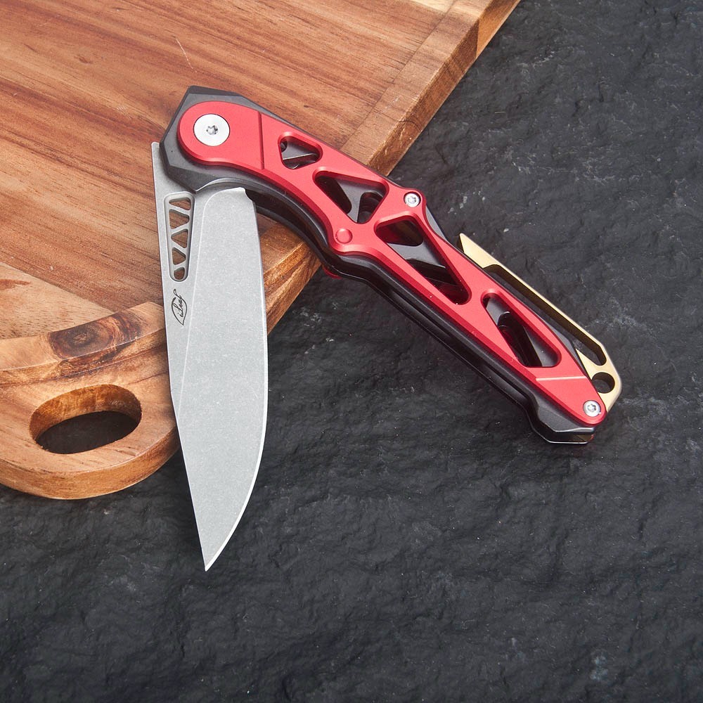 2pcs Pocket Knife, D2 Steel blade Aluminum Alloy Handle with Extra EDC Knife