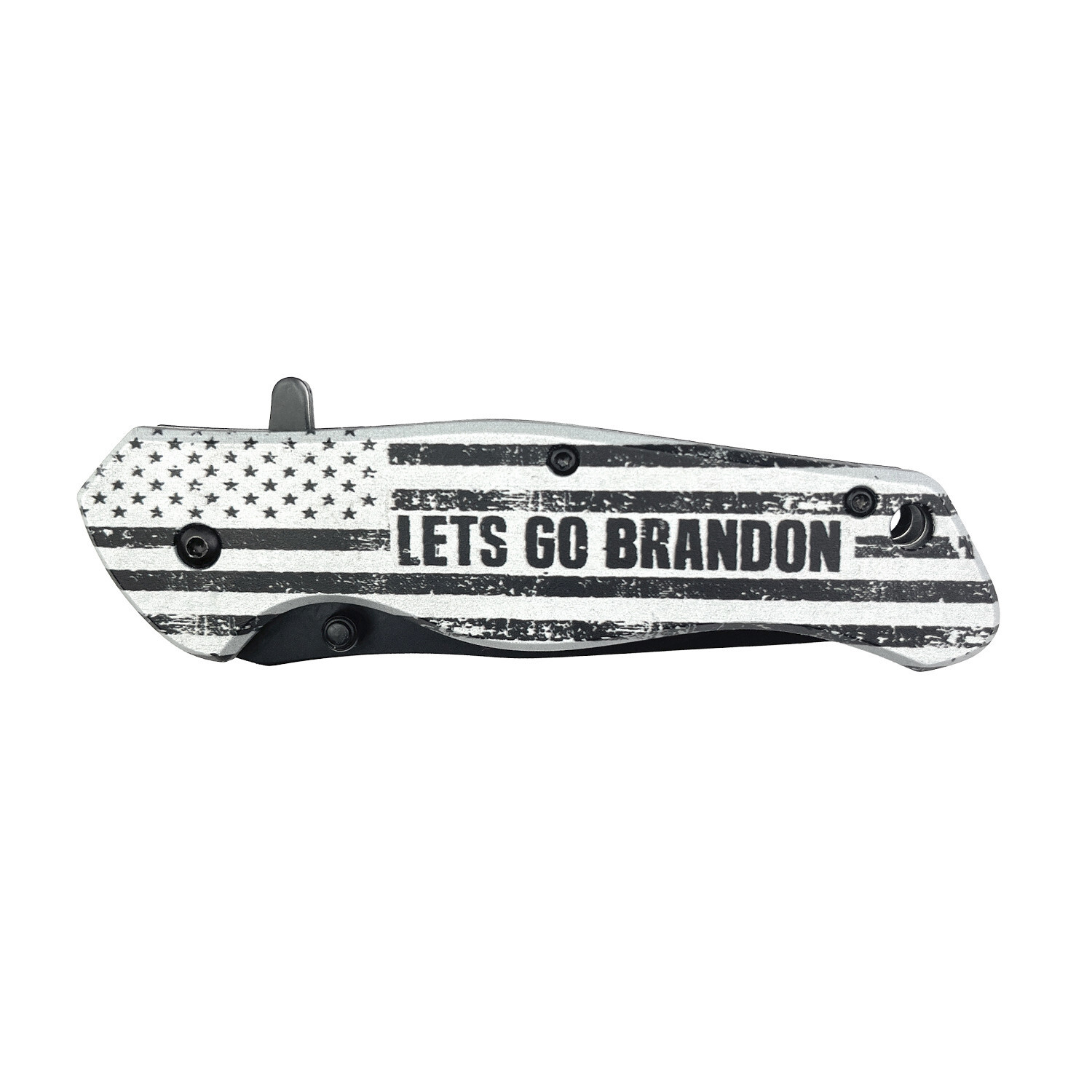 Let’s Go Brandon Stainless Steel Pocket Knife with Belt Clip for Gift Collection