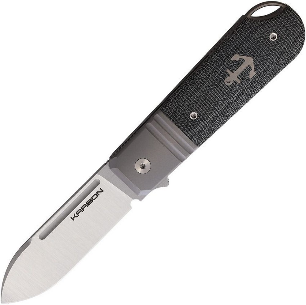 Karbon Ahoy Framelock Folding Knife Stainless Blade w/ Black Micarta – KARB102