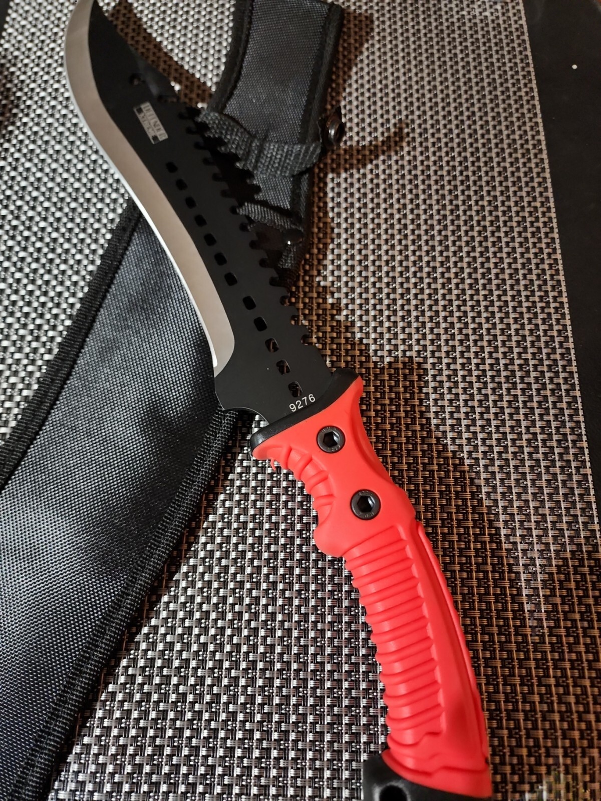Defender-Xtreme 16″ Full Tang Hunting Knife with Red/Black Rubber Handle 9276