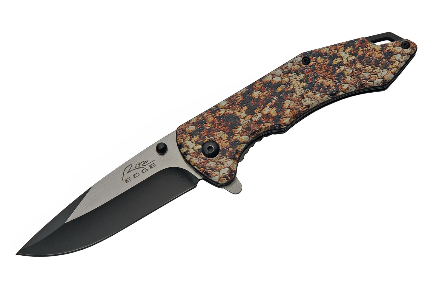 Spring-Assist Folding Knife | Rite Edge Snakeskin Print 3.5″ Blade Tactical EDC