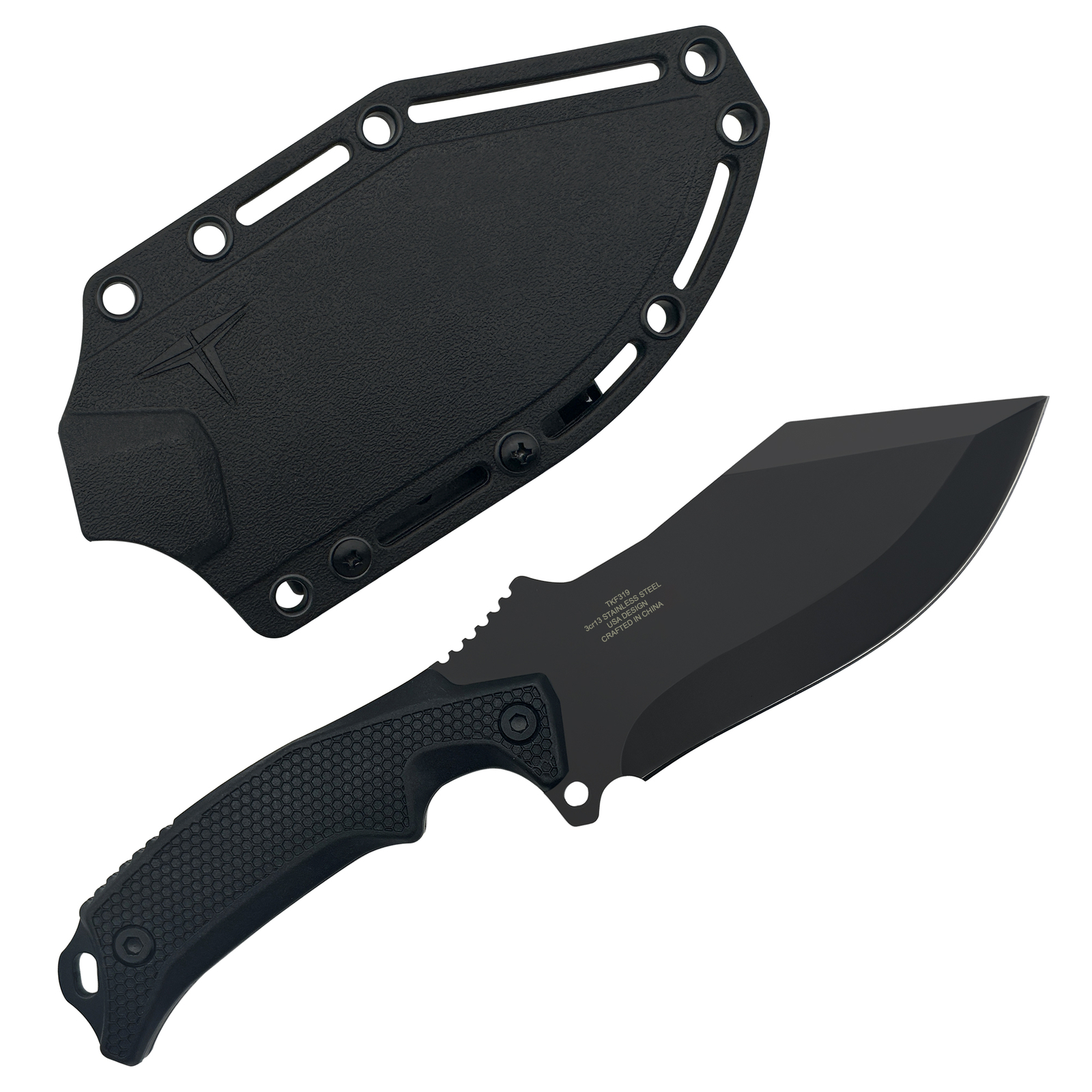 TAKUMITAK 9″ Full Tang Hunting Survival Cleaver Knives w/ MOLLE Webbing Clip