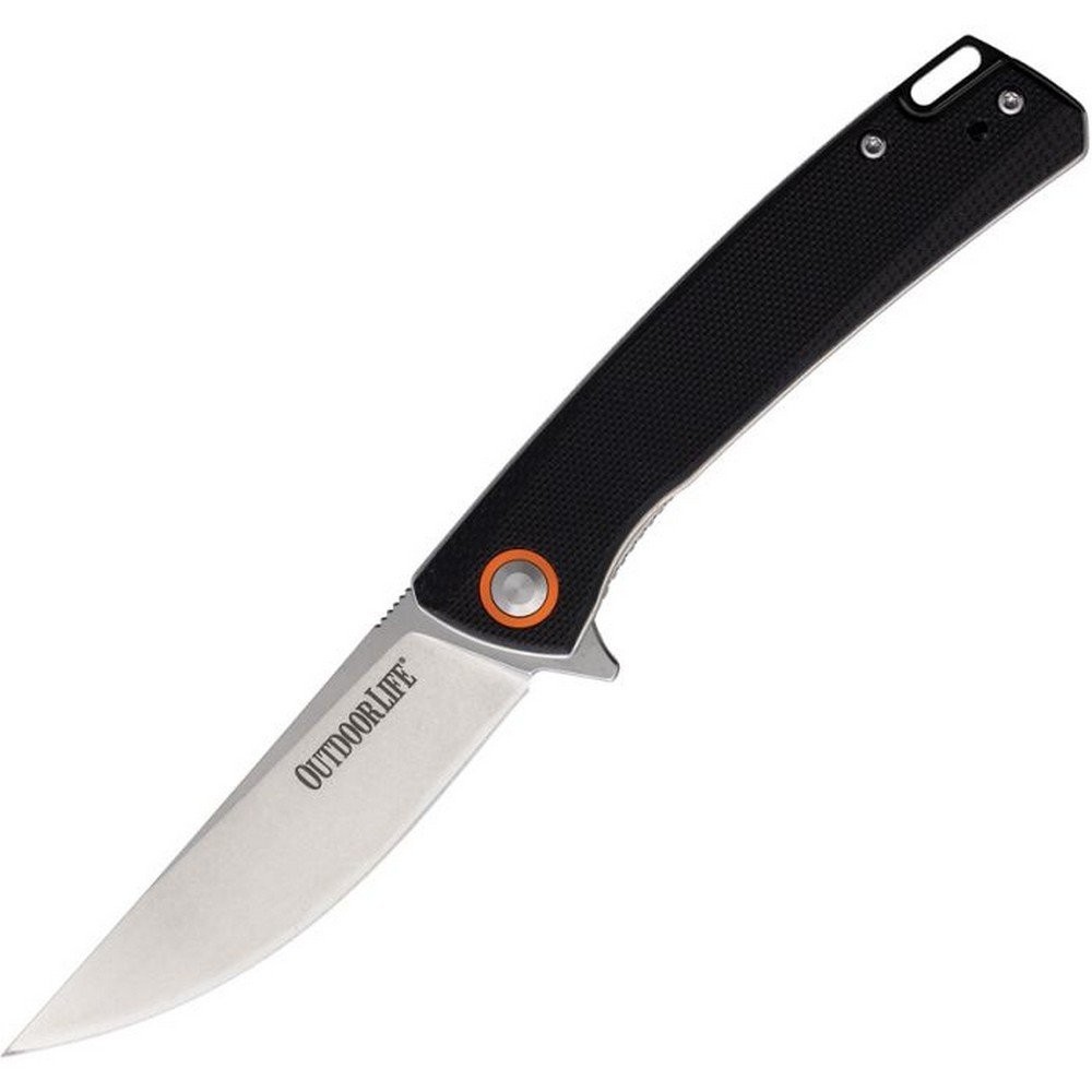 Outdoor Life Scree Linerlock 3.25″ D2 Tool Steel Blade Black Folding Knife LM002