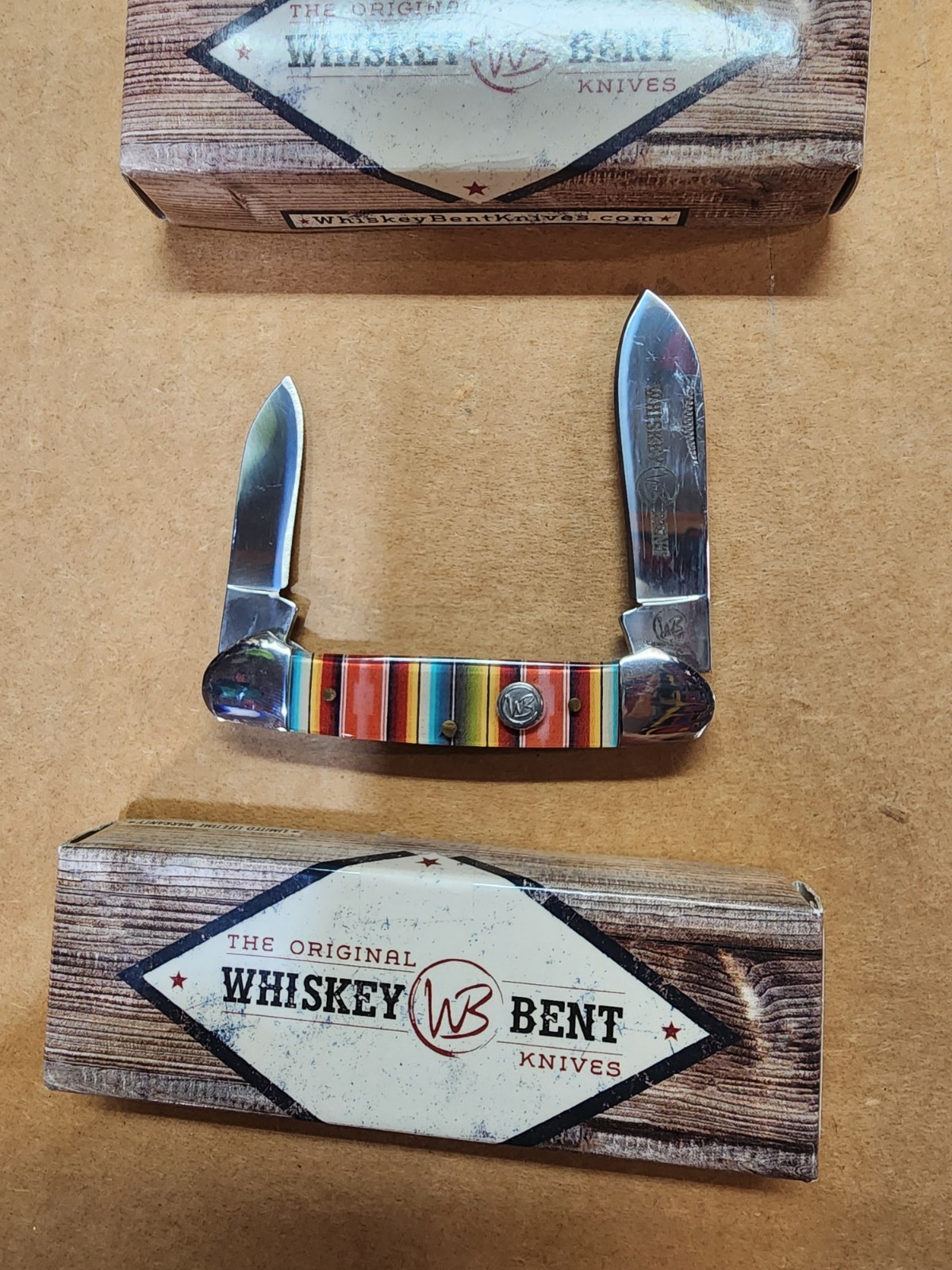 NEW ! 2 Whiskey Bent Serape Sunrise Double Blade Canoe Pocket Knife WB12-03 lot