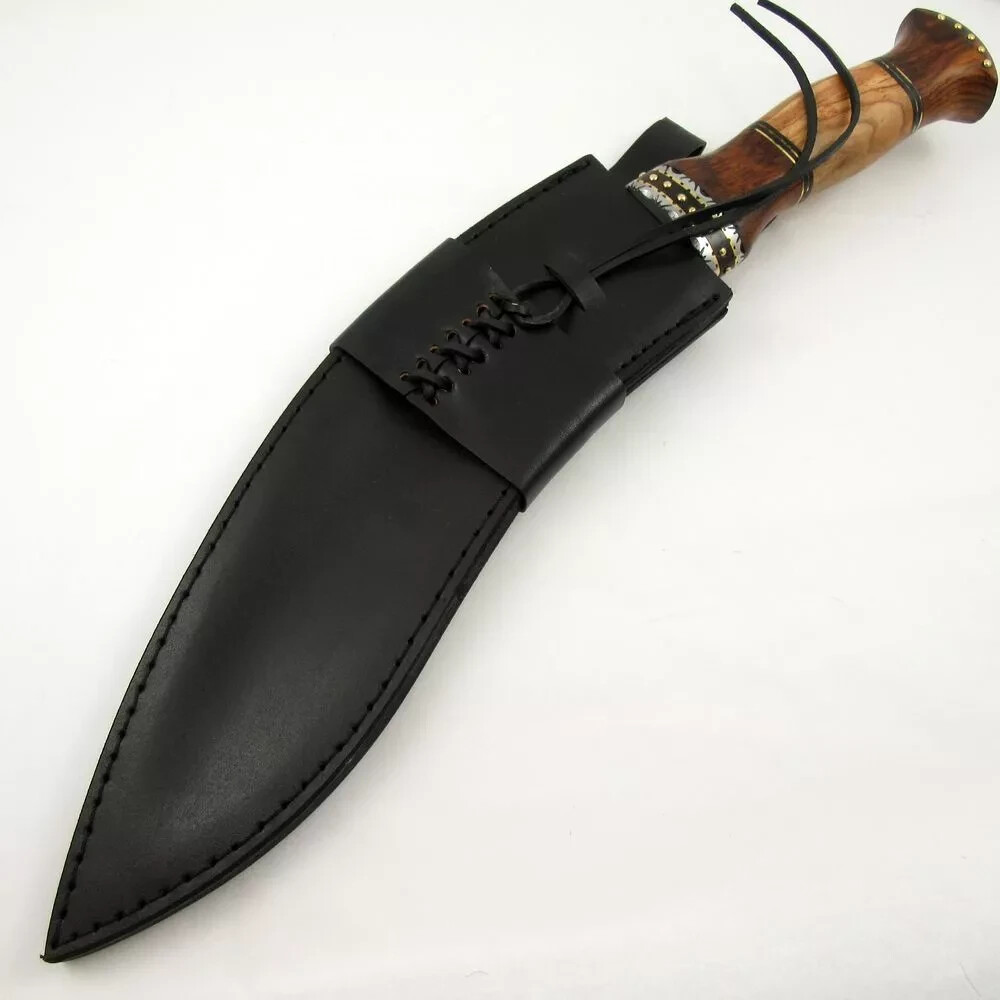 FIXED-BLADE MACHETE 18″ Damascus Steel Blade Gurkha Kukri Military Combat Knife