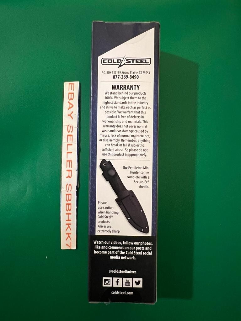 COLD STEEL Pendleton Mini Hunter Fixed Blade 36LPMF Knife AUS10A Steel New