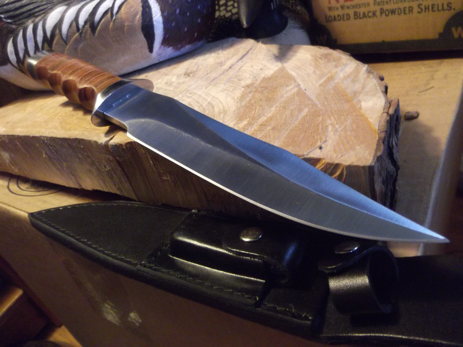 BOKER MAGNUM 12 3/4″ GIANT BOWIE KNIFE STACKED LEATHER HANDLE LEATHER SHEATH WOW