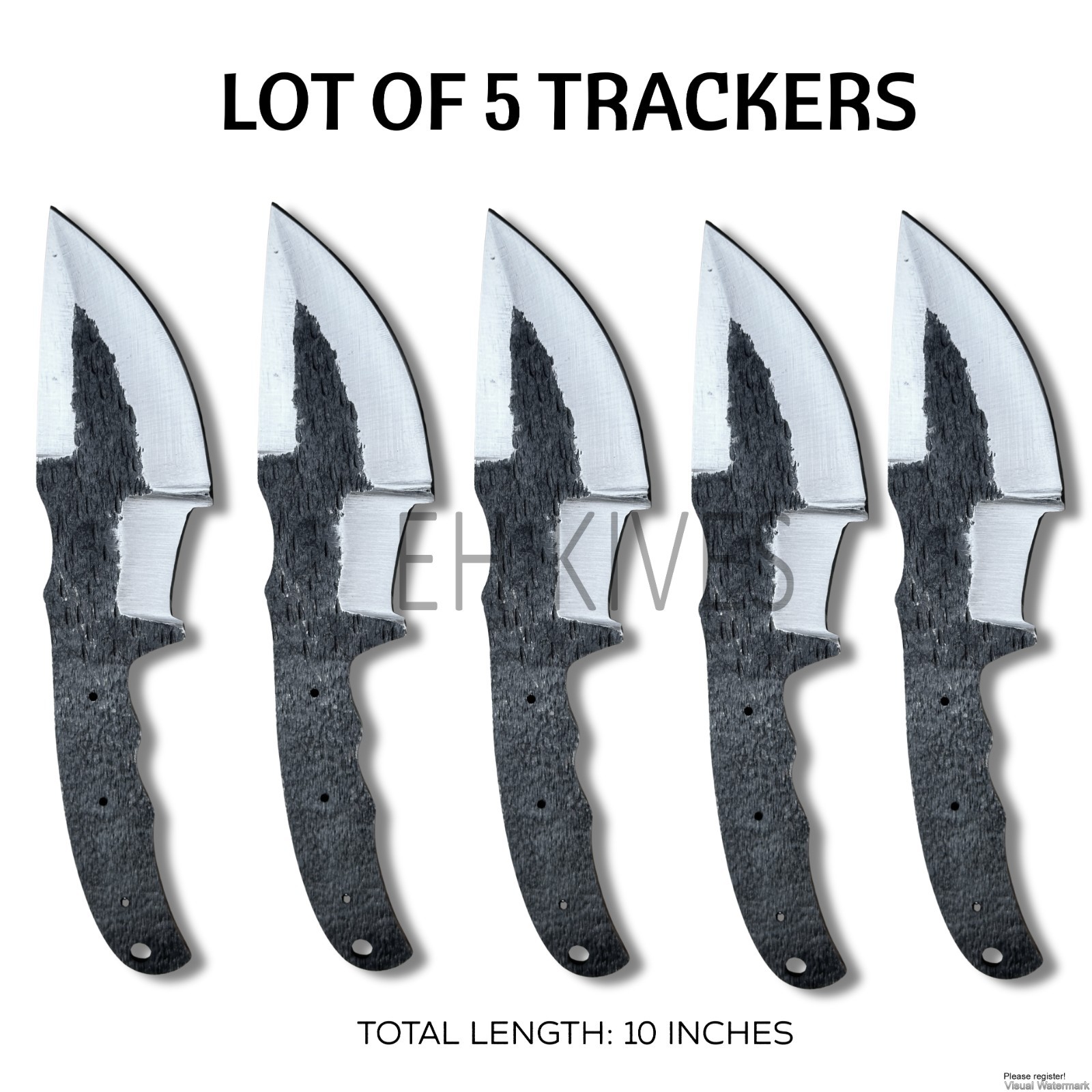 10” Lot Of 5 Handmade Carbon Steel Hunting Sharp Tracker Blank Blade Knives