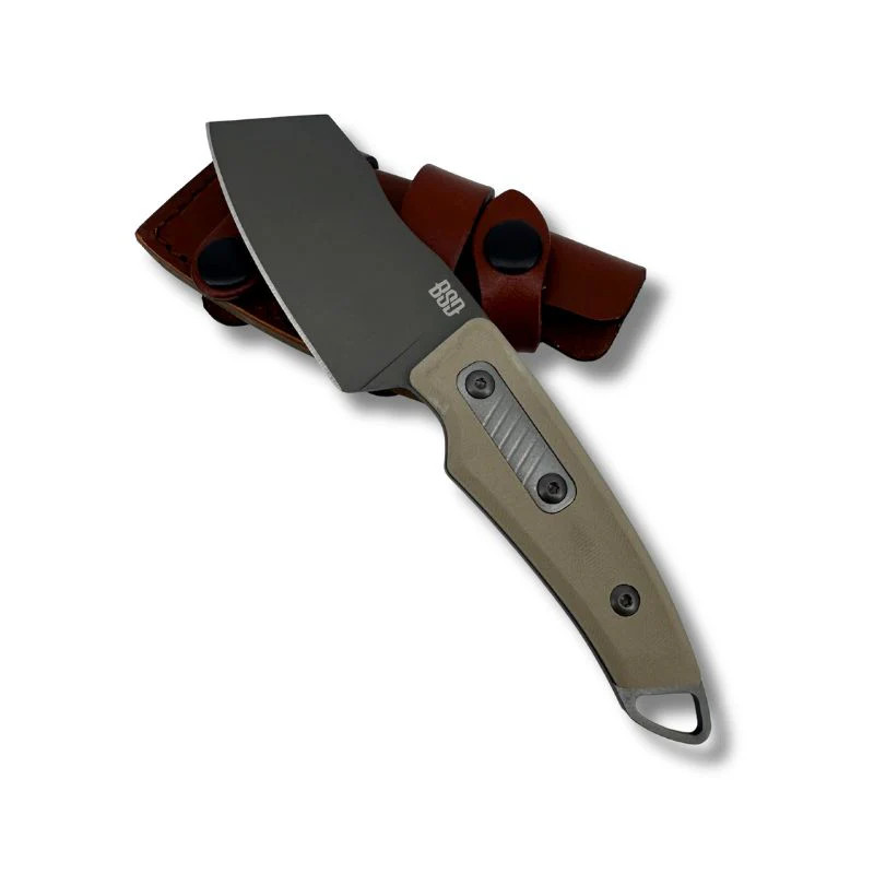 BSD Kleaver 3.5″ D2 Steel Full Tang Fixed Blade G10 Handle w/ Scout Carry Sheath