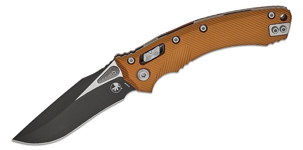 Microtech Manual Folding Knife Bohler M390MK Clip Point Plain Blade 137RL-1FLTA