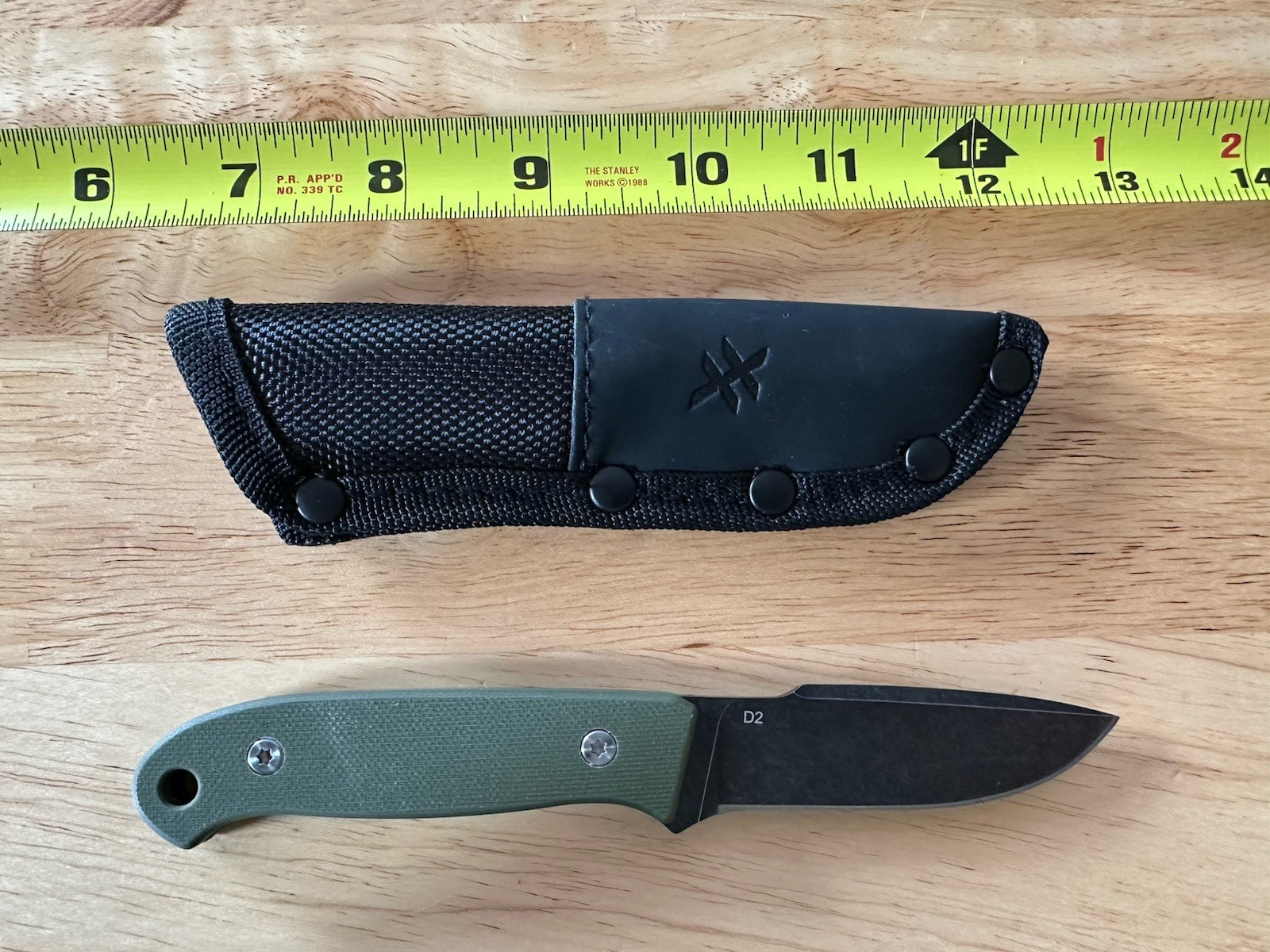 Double X Knives Bush Baby OD Green Fixed Blade Small EDC D2 Micarta New
