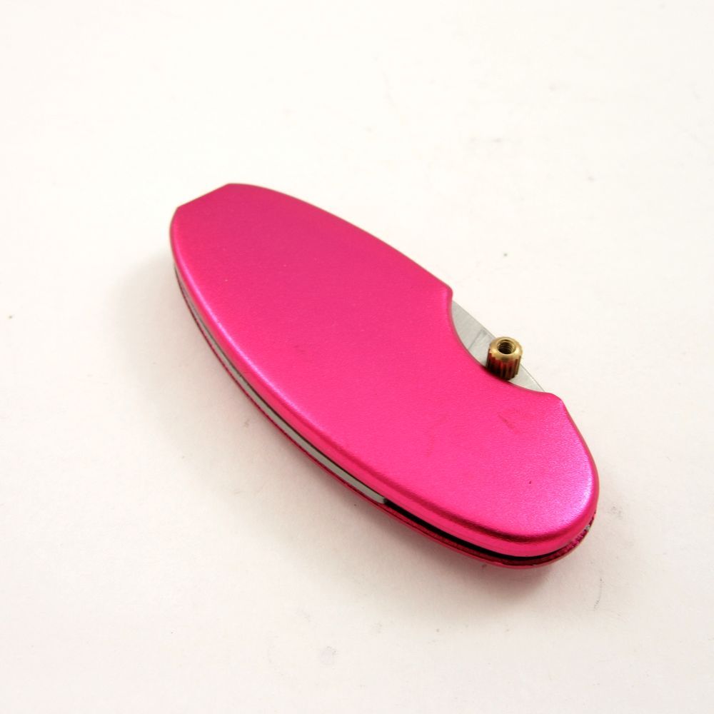 FOLDING POCKET KNIFE | 2.75″ Mini Women’s Pink Magenta Purple Slim Oval Pebble