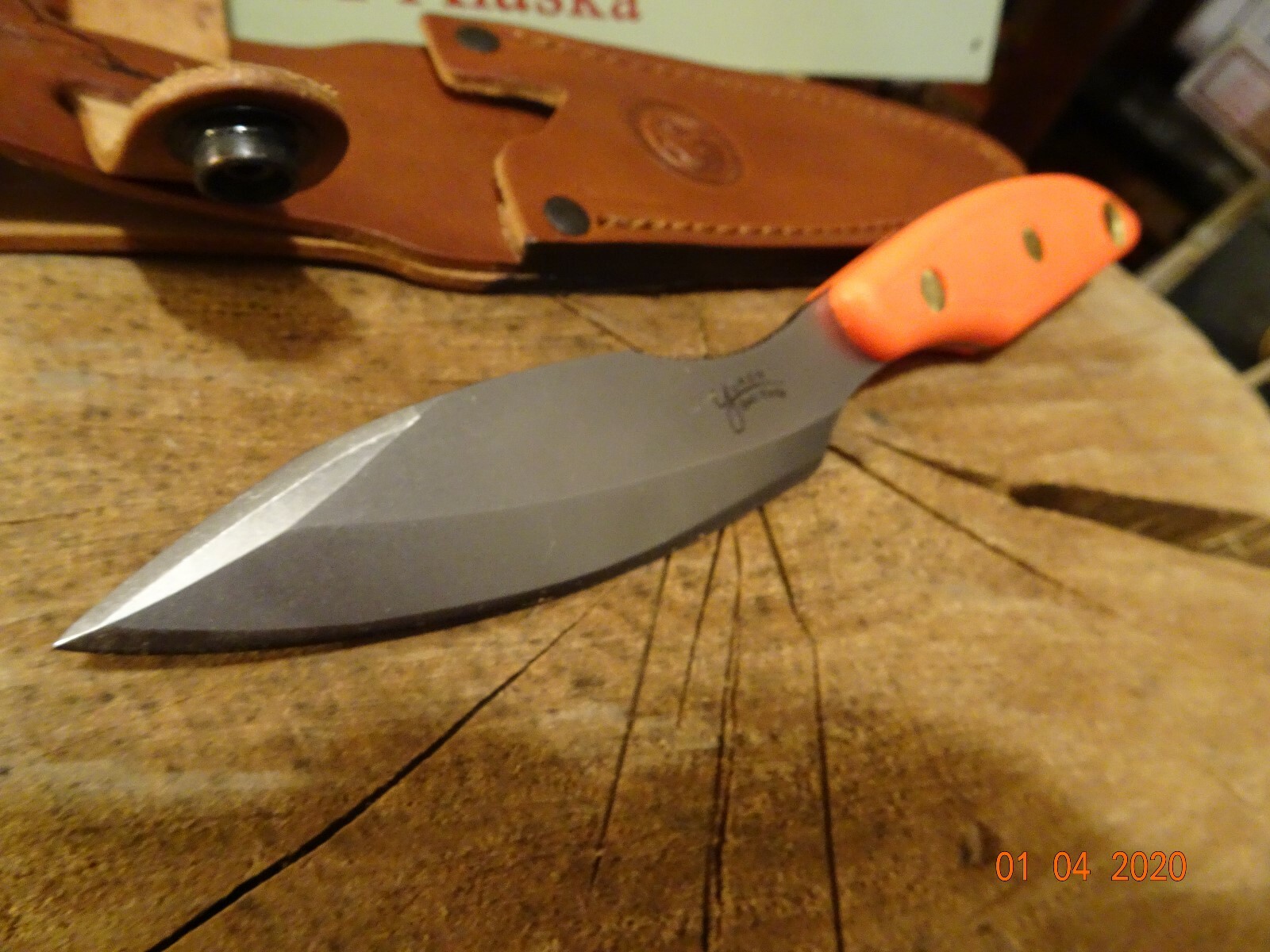 KNIVES OF ALASKA 8 1/2″ ETREME YUKON #1 SUREGRIP ORANGE HANDLE D2 BLADE LEA SH