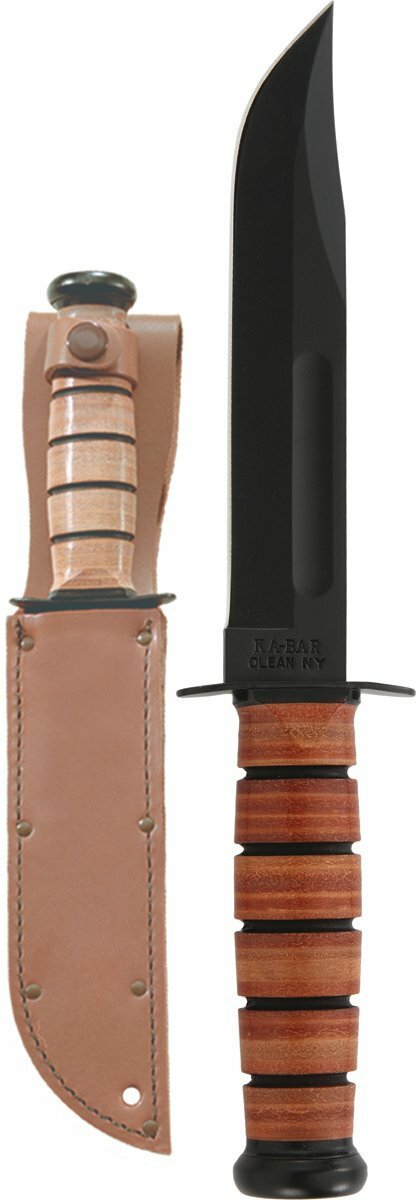 Ka-Bar Single Mark Ka-Bar Fixed 1095 7″ Blade Leather Handle and Sheath 1320