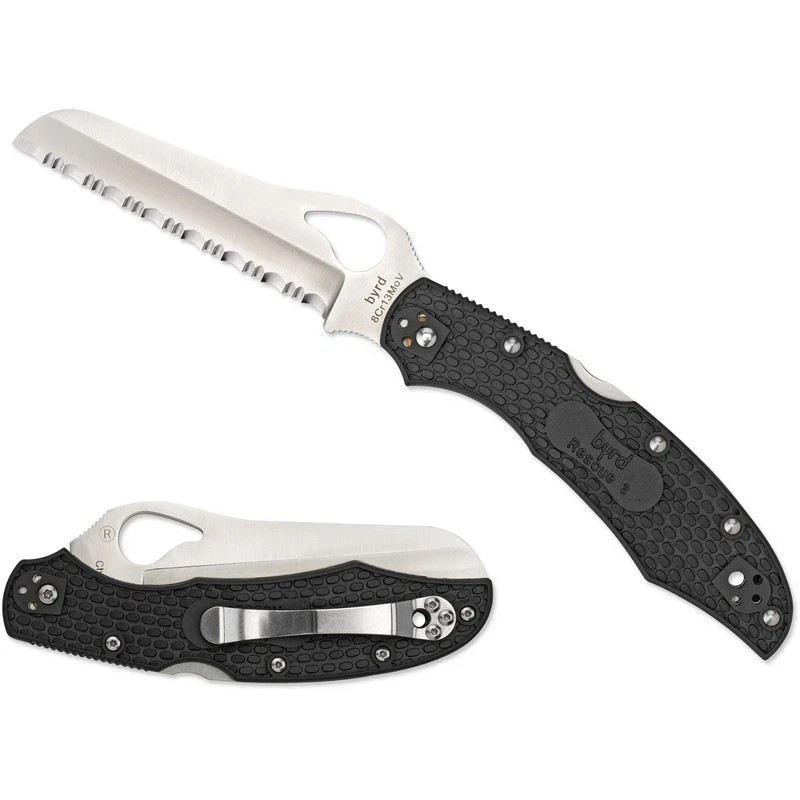 Spyderco BY17SBK2 byrd Cara Cara2 Rescue Folding Knife 3.94″ 8Cr13MoV Serrated
