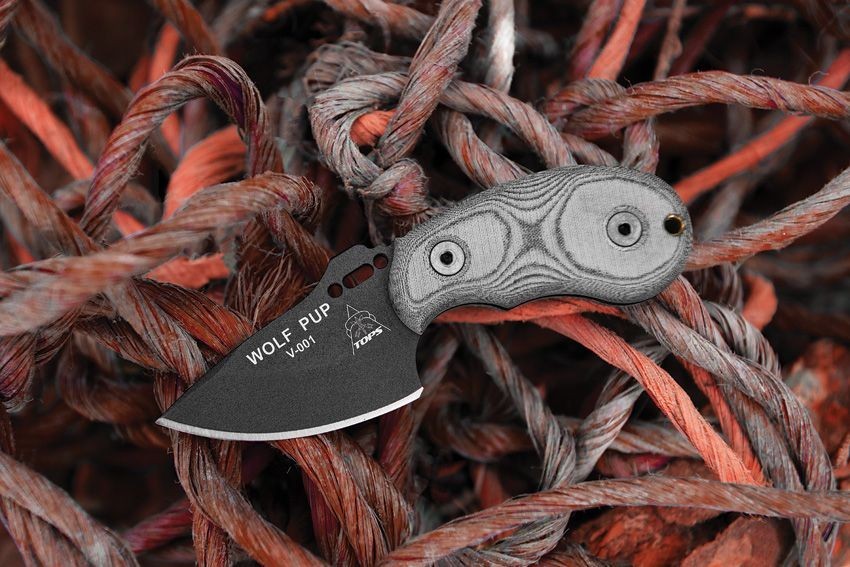 TOPS Wolf Pup WP010 2.25″ Carbon Black Micarta Fixed Blade Knife
