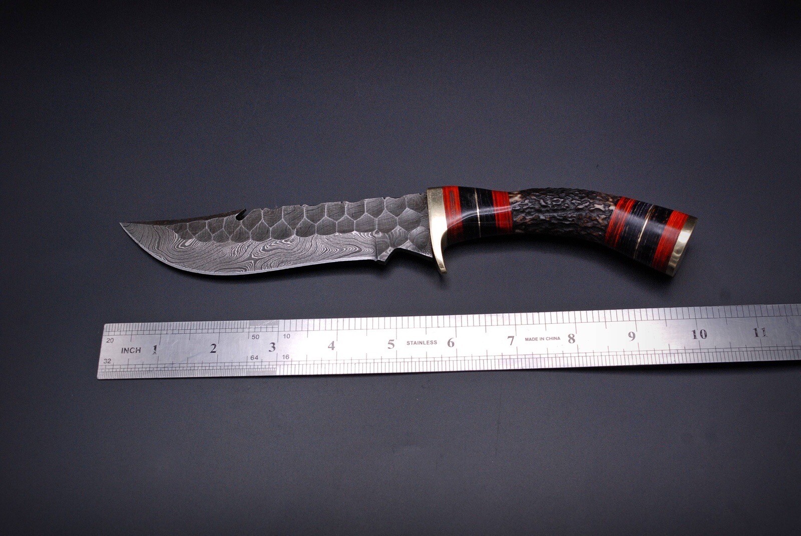 Antique handmade Damascus Knife hunting fixed blade bowie knife stag knives