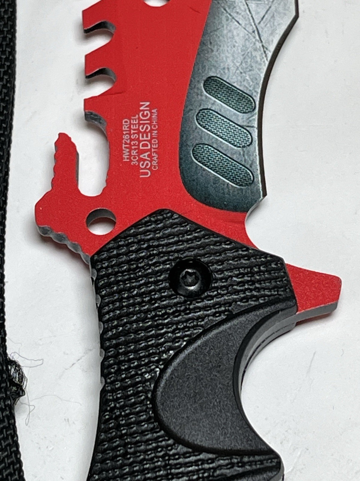 Fixed Blade Tactical Knife Wartech Red Black Hunting Blade w/ Sheath 9-1/4” OAL