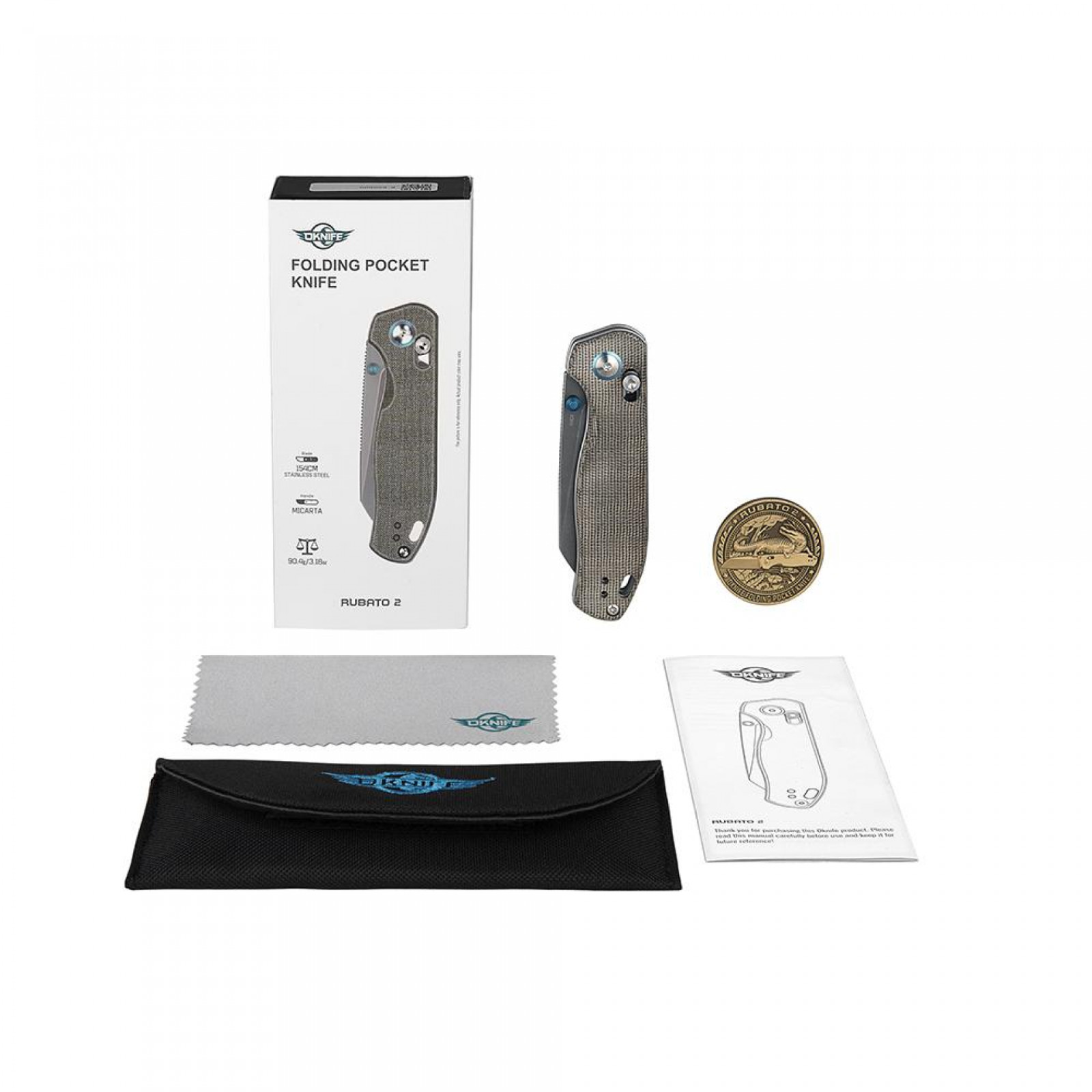 Olight OKNIFE Rubato 2 Folding Knife, Micarta Handle, 2.93″ Sheepsfoot Blade