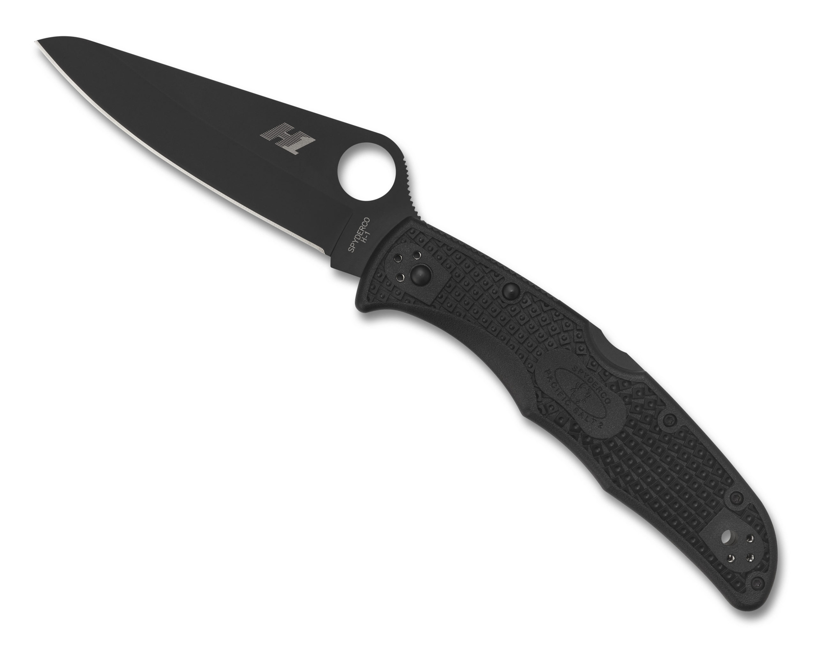 Spyderco Pacific Salt 2 Folding Knife 3.78″ H1 Black TiCN Plain Blade, Black FRN