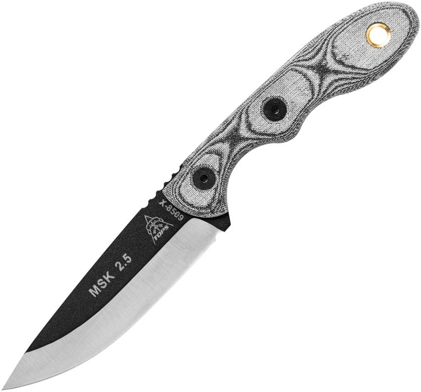 TOPS Mini Scandi Knife Black Linen MSK-BLM 2.75″ Carbon Micarta Fixed Knife