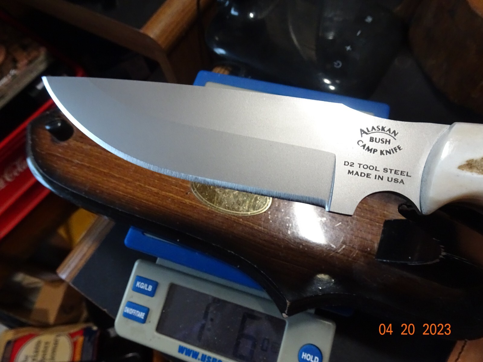 KNIVES OF ALASKA THE BUSH CAMP 10 1/2″ BOWIE KNIFE STAG HANDLE D2 BLADE LEA SH
