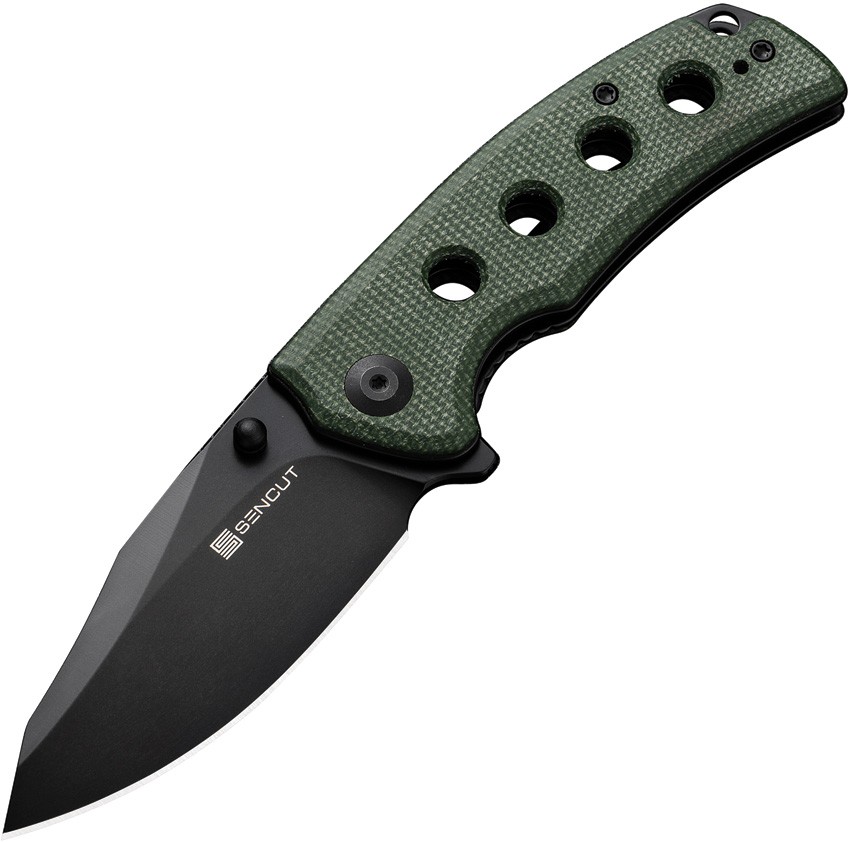 Sencut Excalis Linerlock Grn Mic S23068-3 9Cr18Mov Black Micarta Folding Knife