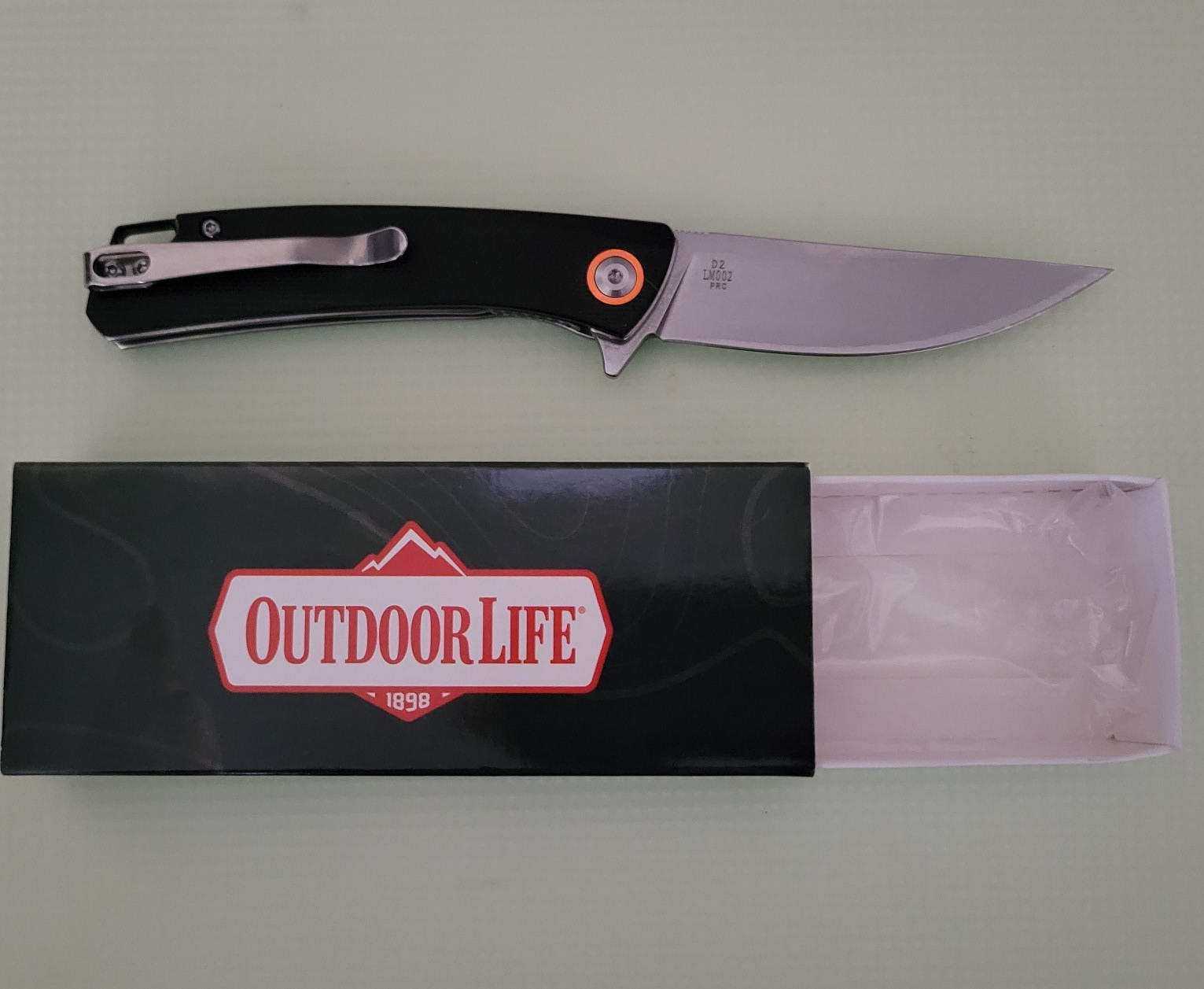 Outdoor Life Scree Linerlock 3.25″ D2 Tool Steel Blade Black Folding Knife LM002