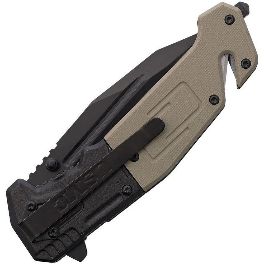 USMC Assisted Folding Knife Part Serrated 3Cr13 Steel Blade G10 Handle M-A3003TN
