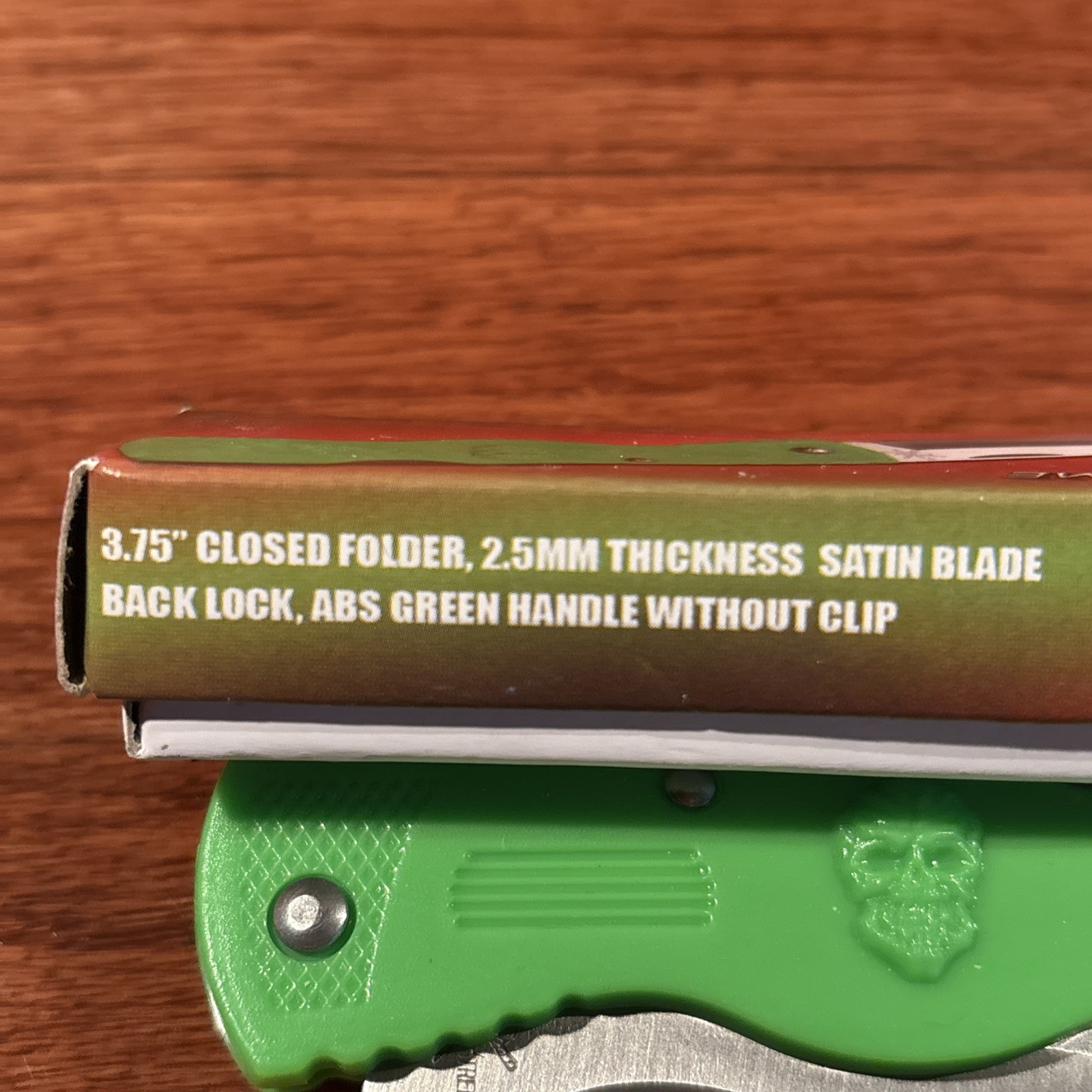 Tac Xtreme Back Lock Pocket Knife ~ Zombie Face ~ Green ABS Handle ~ New