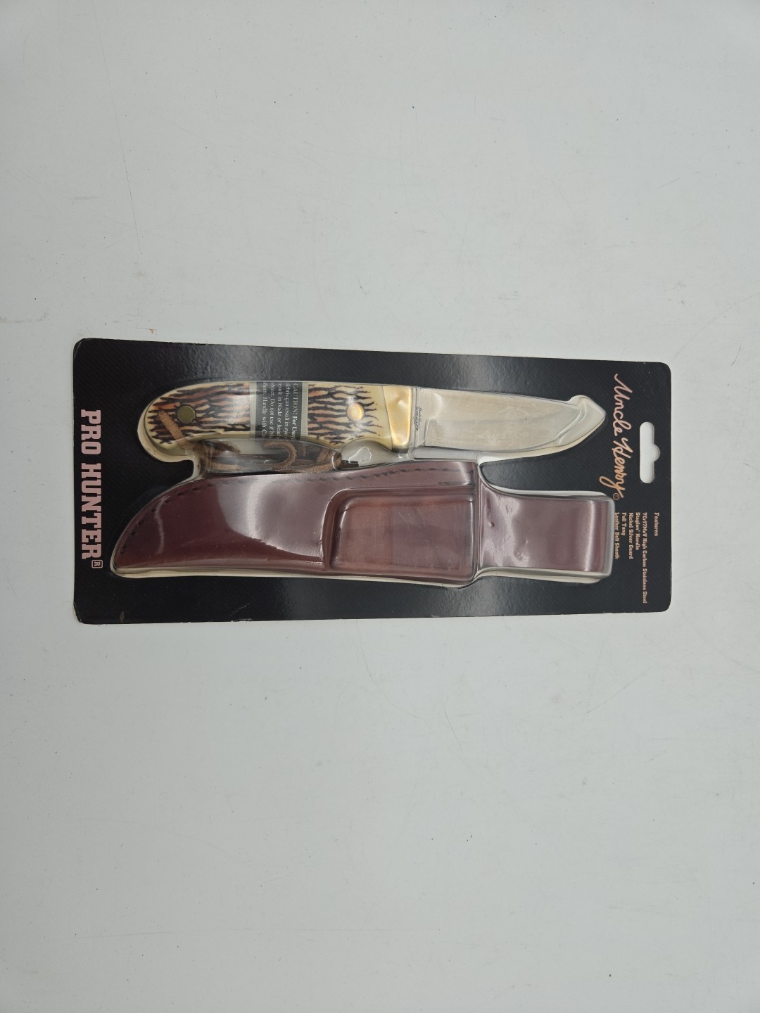 Schrade Uncle Henry Pro Hunter Full Tang Staglon Brown Lanyard Knife – PH1N