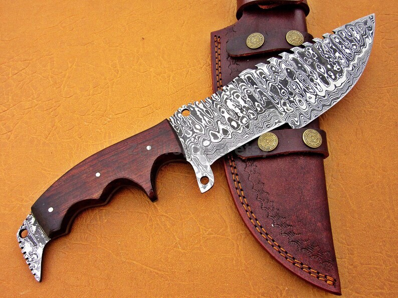 10″ Handmade Fixed Damascus Steel Blade Knife Outdoor Hunting Tactical Best Gift