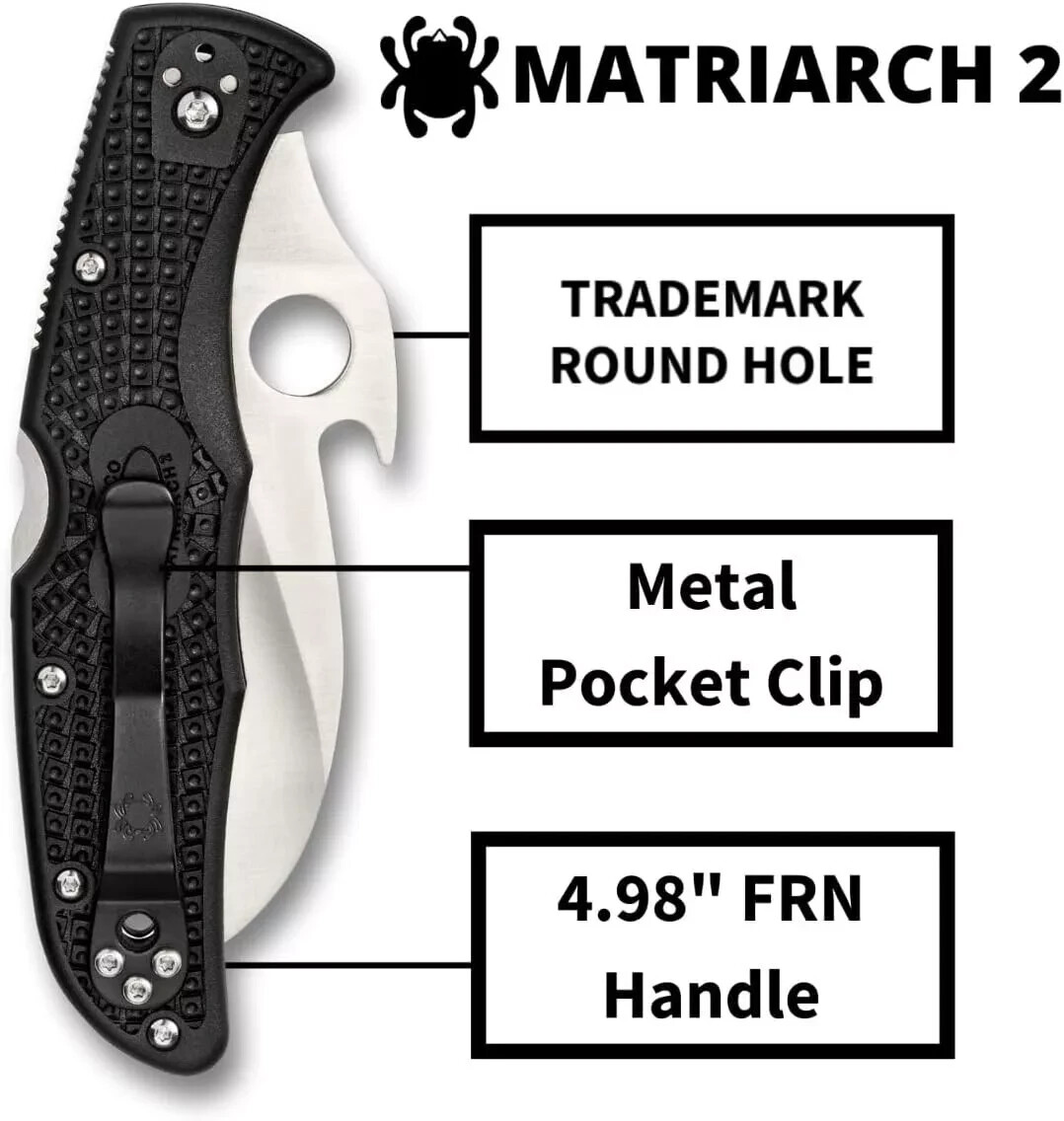 Spyderco Matriarch 2 VG-10 Steel 3.57″ C12SBK2W SpyderEdge Folding Pocket Knife