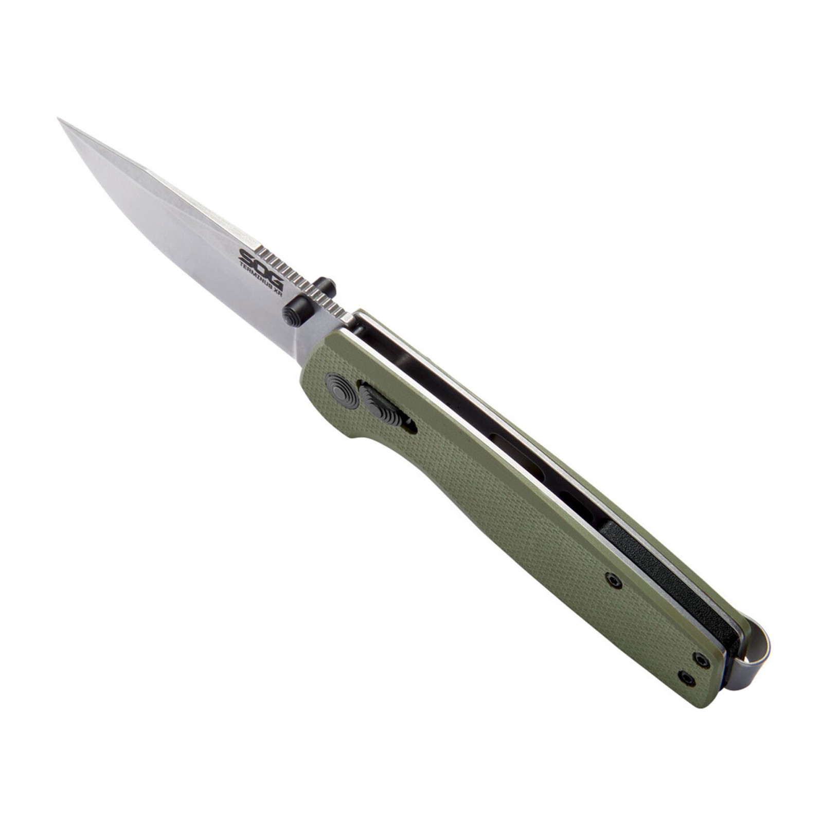 SOG Terminus XR G10 Folding Pocket Knife with D2 Steel Blade Olive Drab Handle