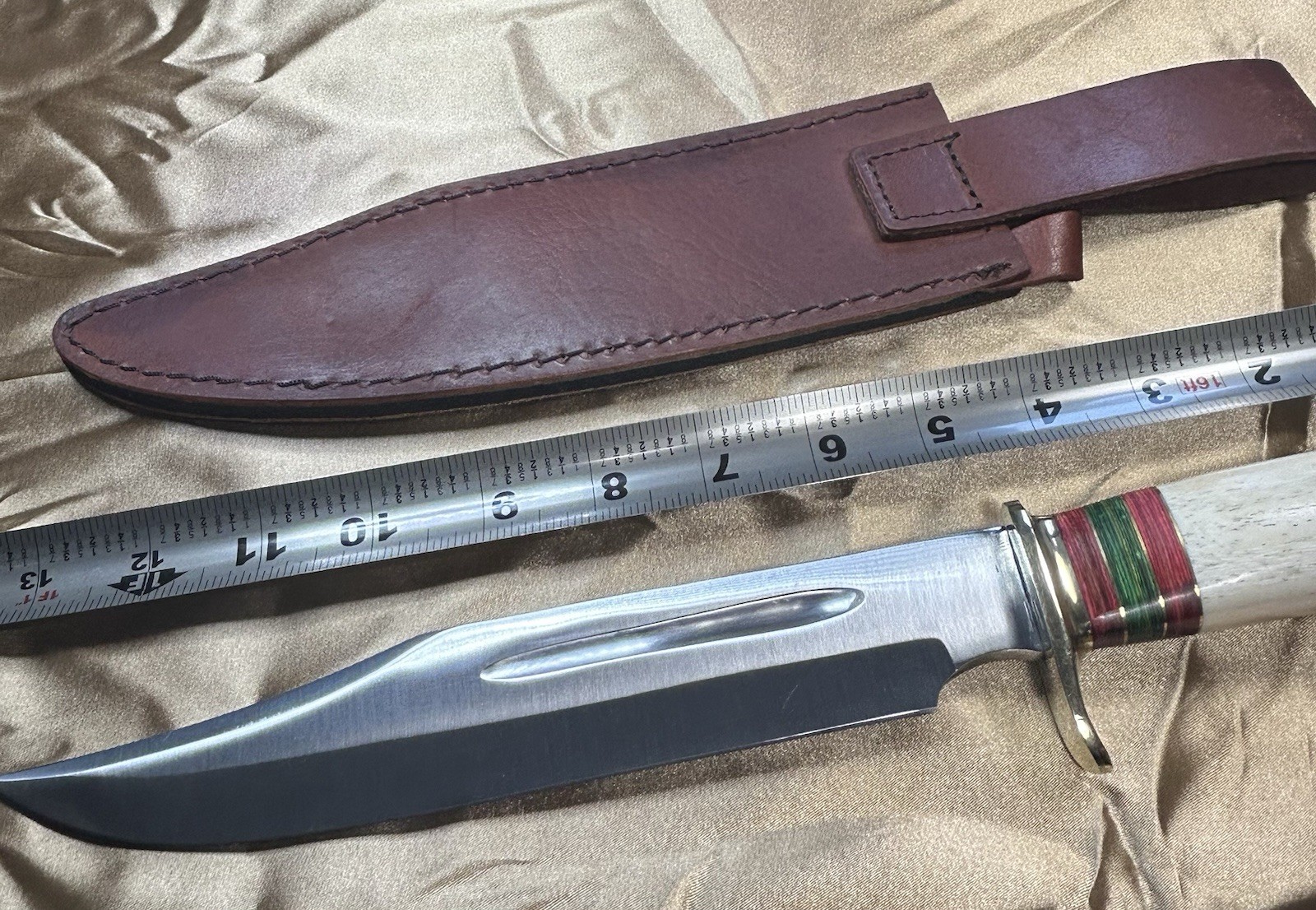 Hunting Knife Fixed Blade 5in Stainless Wood Handle w/ Sheath S#14