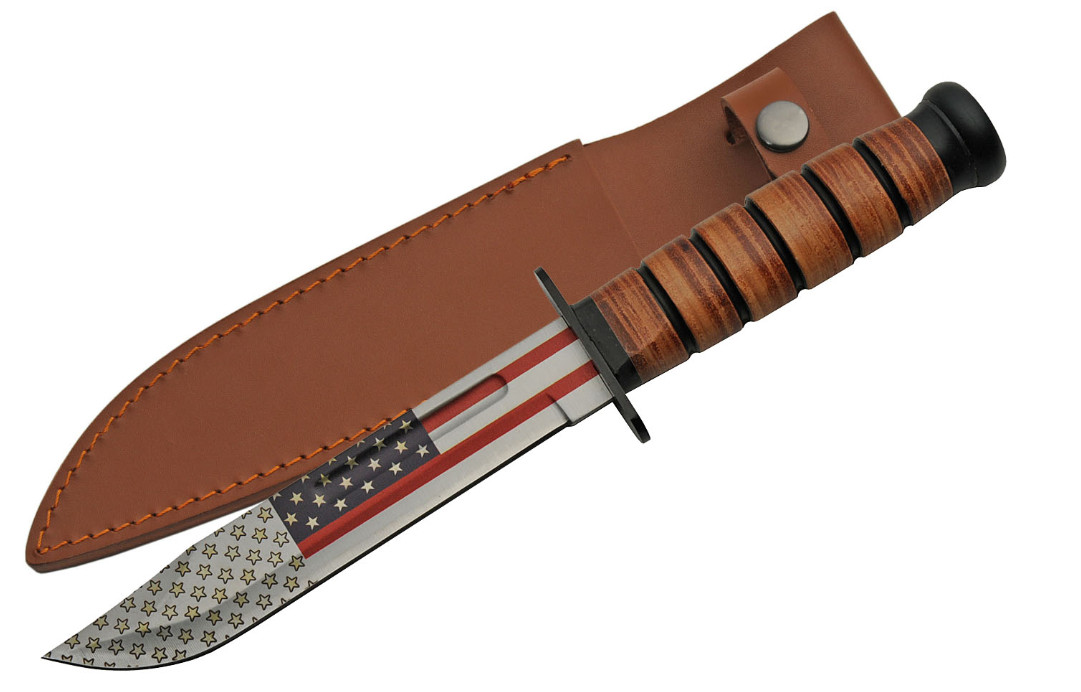 Fixed Blade Military Combat Knife | American Flag USA Blade Gift Father’s 211461