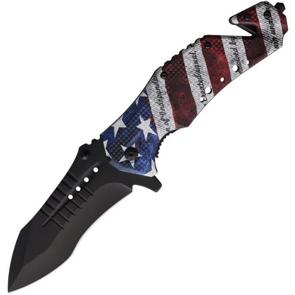Rite Edge Flag Folding Knife Black 3Cr13 Steel Blade Aluminum Handle – 300599-US