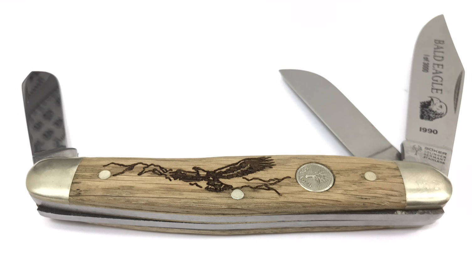 1990 Boker Wildlife Series Bald Eagle 1 of 3000 Wood Handle Serial 152 2938-OX